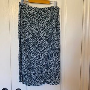 H&M | floral side slit midi skirt
